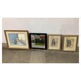 (qty - 4) Framed Prints, Mirror-
