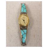 Sterling & Inlay Turquoise Watch Tip w/Times Watch
