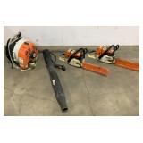 (2) Stihl Chain Saws And Leaf Blower