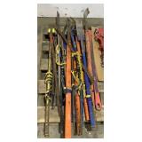 Assorted Pry Bars And Pipe Wrench