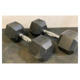 (2) 25 Lb. Rubber Hex Dumbbells