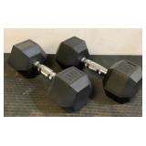 (2) 30 Lb. Rubber Hex Dumbbells