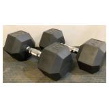 (2) 40 Lb. Rubber Hex Dumbbells