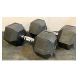 (2) 60 Lb. Rubber Hex Dumbbells