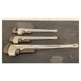 (3) Ridge Tool Co Pipe Wrenches