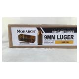 (800) Monarch Steel Case 9mm Luger Ammo