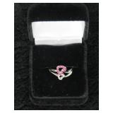 Ladies 14k White Gold Ruby & Diamond Ring-