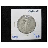 1941-D Walking Liberty Silver Half Dollar-
