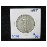 1937-P Walking Liberty Silver Half Dollar-