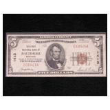 1929 Series Baltimore $5 Note-