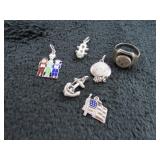 Lot of Sterling Silver Charms & Ring-