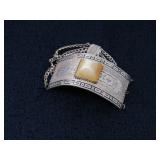 Retro Egyptian Style Cuff w/ Chain & Stone-