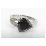 4 ct Black Moissanite & Diamond Ring