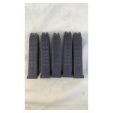 (5) Glock 17 Magazines 17 Round 9mm Luger