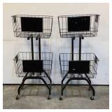 (2) Rolling Metal Wire Display Baskets