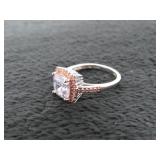 Cushion Diamondlite CZ & Pink Topaz Designer Ring-