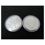 (qty - 2) Silver American Eagle $1 Coins-