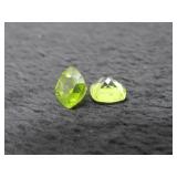 Matched Pair of Peridot Cushion Cut Gemstone-