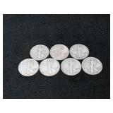 (qty - 7) 1943 Walking Liberty Half Dollars-