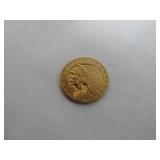 1913 Indian Head $2.50 Gold Quarter Eagle Coin-