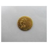 1908 Indian Head $2.50 Gold Quarter Eagle Coin