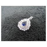 Pear Cut 5.30 ct Blue-White Sapphire Pendant-