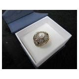 Pearl & White Topaz Baguette Ring-