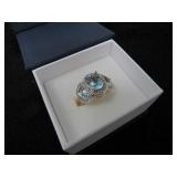 Genuine 4.60 ct Sky Blue Topaz Desginer Ring-