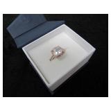 Cushion Diamondlite CZ & Pink Topaz Desginer Ring-