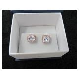 Cushion Cut Diamondlite CZ & Pink Topaz Earrings-