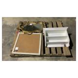 Mirror, Cork Board, and Shelf-