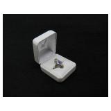 14K White Gold Antique Sapphire and Diamond Ring-