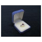 14kt White Gold Garnet/Diamond Ring-