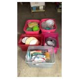 (Qty 5) Totes of Assorted Kitchen Supplies-