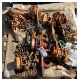 (7) Harrington 3 Ton Ratchet Lever Hoists