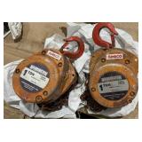 (2) Harrington 1 Ton Chain Hoists