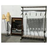 Coat Rack, Floor Lamp & Mirror
