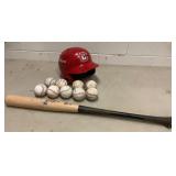 Lookouts Helmet, Baseballs & Bat