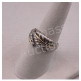 Silver & 14kt Bypass Leaf Ring