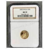 2005 $5 Gold Eagle 1/10 Troy Oz Gold AGW NGC MS70