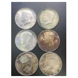 (6) 1964 Kennedy Silver Half Dollars .77344 ASW