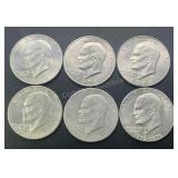 (6) 1971-1976 Eisenhower Silver Dollars .3161 ASW