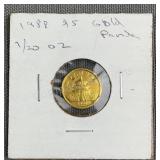1988 Chinese Gold Panda 1/20 oz AGW