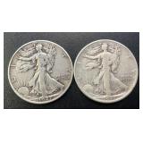 (2) 1943 & 1947 Walking Liberty Silver Half Dollar