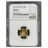 2012 $5 American Gold Eagle 0.1000 Troy Oz AGW NGC