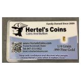 Hertels Coins Coin & Bullion 1/4 Grain AGW