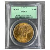 1904-S $20 Gold Liberty Head Coin 0.9675 AGW PCGS