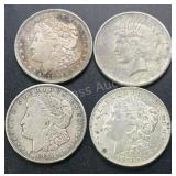 (4) 1921-1925 Morgan & Peace Silver Dollars .77344