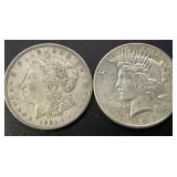 (2) 1921 & 1926 Morgan & Peace Silver Dollars .773