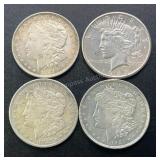 (4) 1921-1922 Morgan & Peace Sliver Dolars .77344
